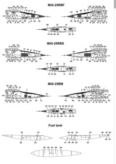 Foxbot 72-038 - Decals - Stencils for MiG-25 - 1:72