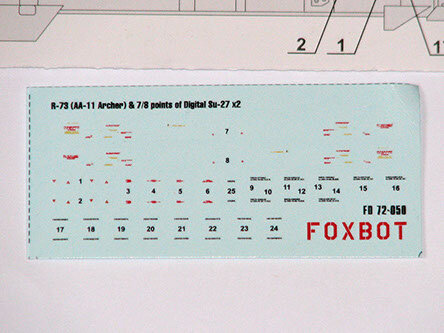 Foxbot 72-050 - Decals - Soviet Missile R-73 (AA-11 Archer) &amp; 7/8 points of Digital Su-27 Stencils - 1:72