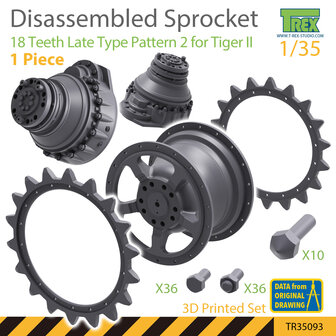 TR35093 - Disassembled KingTiger 18 Teeth Sprockets Late Type Pattern 2 (1 pieces) - 1:35 - [T-Rex Studio]