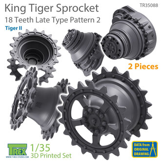 TR35088 - KingTiger 18 Teeth Sprockets Late Type Pattern 2 (2 pieces) - 1:35 - [T-Rex Studio]