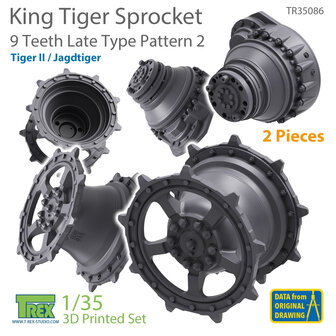 TR35086 - KingTiger 9 Teeth Sprockets Late Type Pattern 2 (2 pieces) - 1:35 - [T-Rex Studio]