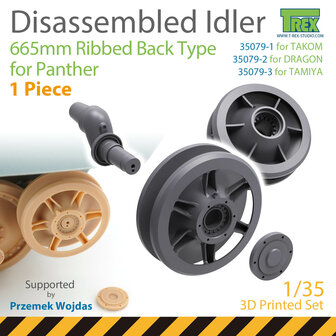 TR35079-1 - Disassembled Panther Idler 665mm Ribbed Back Type (1 piece) for TAKOM - 1:35 - [T-Rex Studio]