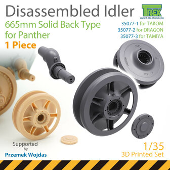 TR35077-3 - Disassembled Panther Idler 665mm Solid Back Type (1 piece) for TAMIYA - 1:35 - [T-Rex Studio]