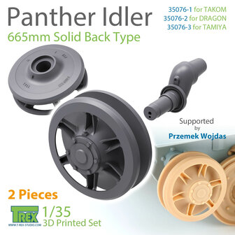 TR35076-3 - Panther Idler 665mm Solid Back Type (2 pieces) for TAMIYA - 1:35 - [T-Rex Studio]