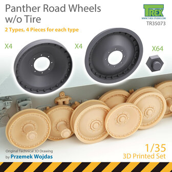 TR35073 - Panther Road Wheels w/o Tire Set (2 types, 4 pieces for each type) - 1:35 - [T-Rex Studio]
