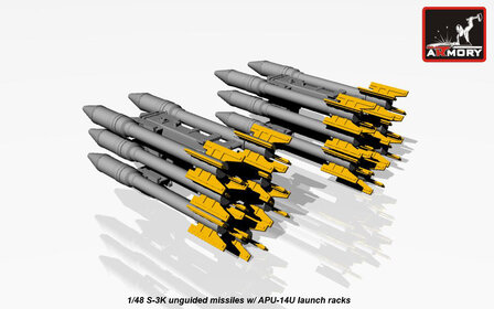 Armory ACA4814 - S-3K unguided missiles w/ APU-14U launcher rack - 1:48
