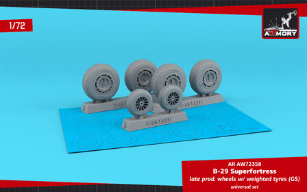 Armory AW72358 - B-29 Superfortress late production wheels w/ weighted tyres (GS) - 1:72