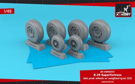 Armory AW48351 - B-29 Superfortress late production wheels w/ weighted tyres (GS) - 1:48