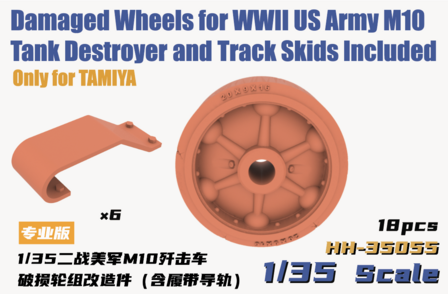 Heavy Hobby HH-35055 - Damaged Wheels for WWII US Army M10 Tank Destroyer (Track Skids Included) - 1:35