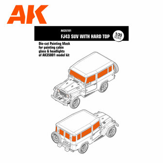 AK35701 - Die-cut Painting Mask for Painting Cabin Glass & Headlights of model AK35001 [AK Interactive]