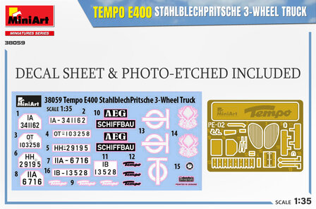 MiniArt 38059 - Tempo E400 Stahlblechpritsche 3-Wheel Truck - 1:35