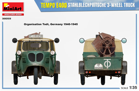 MiniArt 38059 - Tempo E400 Stahlblechpritsche 3-Wheel Truck - 1:35