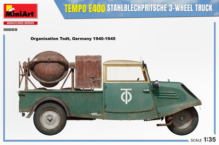 MiniArt 38059 - Tempo E400 Stahlblechpritsche 3-Wheel Truck - 1:35