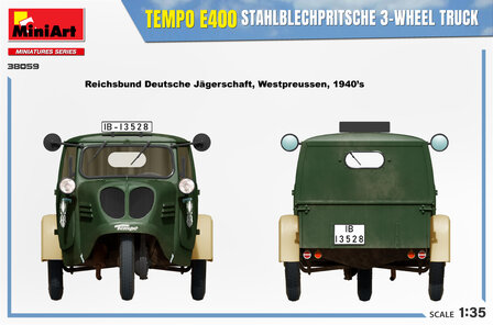 MiniArt 38059 - Tempo E400 Stahlblechpritsche 3-Wheel Truck - 1:35