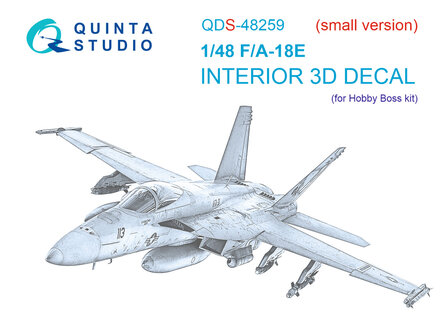 Quinta Studio QDS-48259 - F/A-18E 3D-Printed &amp; coloured Interior on decal paper (for HobbyBoss kit) - Small Version - 1:48