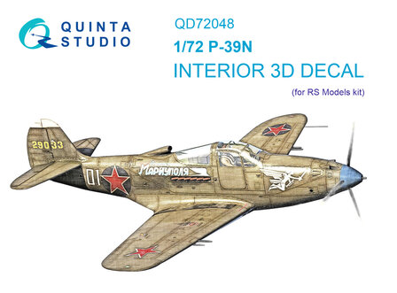 Quinta Studio QD72048 - P-39N 3D-Printed &amp; coloured Interior on decal paper (for RS Models) - 1:72