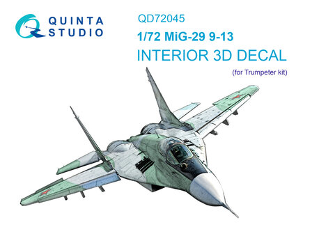 Quinta Studio QD72045 - MiG-29 9-13 3D-Printed &amp; coloured Interior on decal paper (for Trumpeter) - 1:72