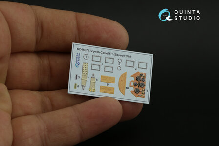 Quinta Studio QD48276 - Sopwith Camel F.1 3D-Printed &amp; coloured Interior on decal paper (for Eduard kit) - 1:48