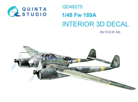 Quinta Studio QD48275 - Fw 189A 3D-Printed &amp; coloured Interior on decal paper (for GWH kit) - 1:48