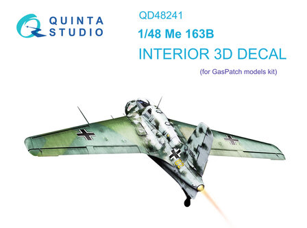Quinta Studio QD48241 - Me 163B 3D-Printed &amp; coloured Interior on decal paper (for GasPatch models kit) - 1:48