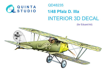 Quinta Studio QD48235 - Pfalz D.IIIa 3D-Printed &amp; coloured Interior on decal paper (for Eduard kit) - 1:48