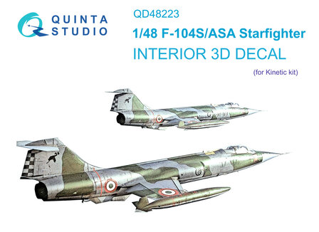 Quinta Studio QD48223 - F-104S/ASA 3D-Printed &amp; coloured Interior on decal paper (for Kinetic kit) - 1:48