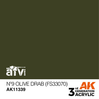 AK11339 - Olive Drab N&ordm; 9 (FS33070) - Acrylic - 17 ml - [AK Interactive]