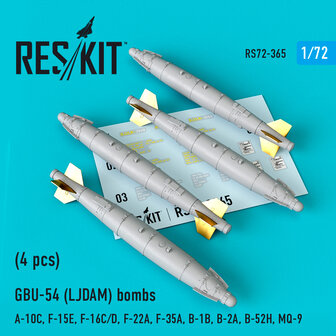 RS72-0365 - GBU-54 (LJDAM) bombs (4 pcs) (A-10C, F-15E, F-16C/D, F-22A, F-35A, B-1B, B-2A, B-52H, MQ-9)  - 1:72 - [RES/KIT]
