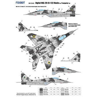 Foxbot FM72-018 - Masks - Masks for MiG-29 9-13, Ukranian Air Forces, digital campouflage - 1:72