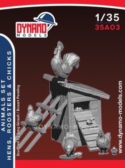 Dynamo Models  35A03 - Animal Set Hens, Roosters &amp; Chicks - 1:35