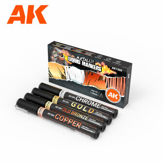 AK1300 - Metallic Liquid Markers - 4 Units Set - [AK Interactive]