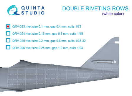 Quinta Studio QRV-023 - Double riveting rows (rivet size 0.10 mm, gap 0.4 mm), White color, total length 6.7 m/22 ft - 1:72