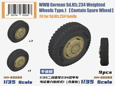 Heavy Hobby HH-35065 - WWII German Sd.Kfz.234 Weighted Wheels Type.1 (Contain Spare Wheel) - 1:35