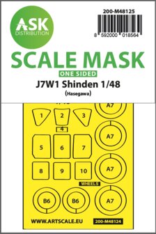 ASK 200-M48125 - J7W1 Shinden one-sided express mask, self-adhesive and pre-cutted for Hasegawa - 1:48