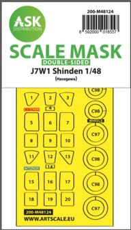 ASK 200-M48124 - J7W1 Shinden double-sided express mask, self-adhesive and pre-cutted for Hasegawa - 1:48