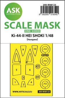 ASK 200-M48123 - Ki-44-II HEI SHOKI one-sided express mask, self-adhesive and pre-cutted for Hasegawa - 1:48