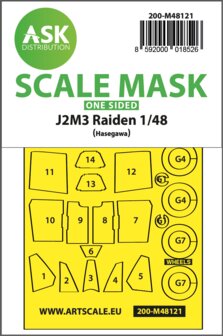 ASK 200-M48121 - J2M3 Raiden one-sided express mask, self-adhesive and pre-cutted for Hasegawa - 1:48
