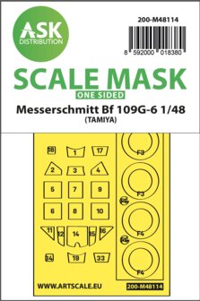 ASK 200-M48114 - Messerschmitt Bf 109G-6 one-sided express mask, self-adhesive and pre-cutted for Tamiya - 1:48