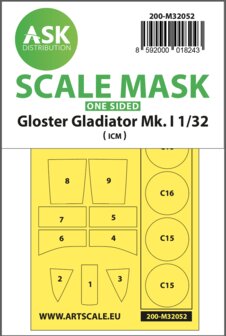 ASK 200-M32052 - Gloster Gladiator Mk.I one-sided painting mask for Revell / ICM - 1:32
