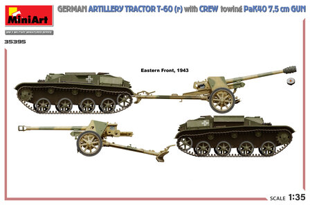 MiniArt 35395 - German Artillery Tractor T-60(r) &amp; Crew Towing PaK40 Gun - 1:35