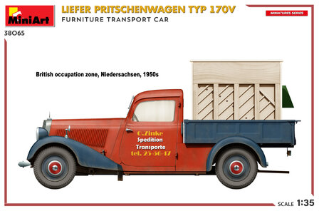 MiniArt 38065 - Liefer Pritschenwagen TYP 170V. Furniture Transport Car - 1:35