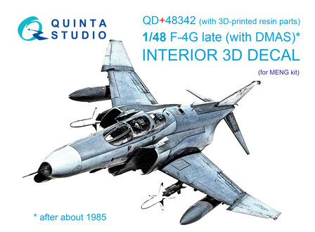 Quinta Studio QD+48342 - F-4G late 3D-Printed &amp; coloured Interior on decal paper  (for Meng kit)(With 3D-printed resin parts) - 1:48