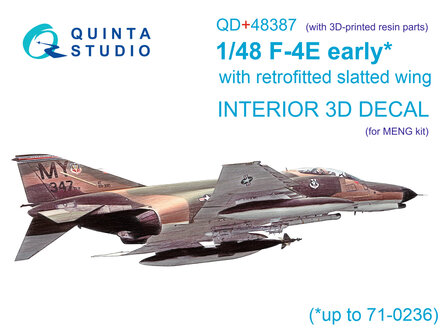 Quinta Studio QD+48387 - F-4E early with slatted wing 3D-Printed &amp; coloured Interior on decal paper (for Meng kit)(with 3D-printed resin parts) - 1:48
