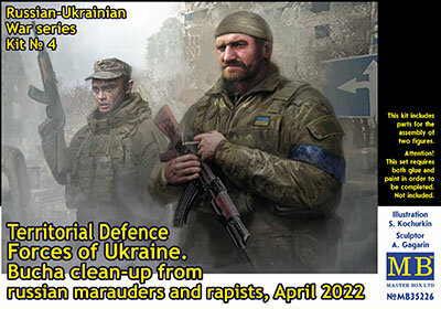 Masterbox MB35226 Ukrainian-Russian War series. Kit No 4. Territorial Defense Forces of Ukraine. Bucha clean-up from russian marauders and rapists,