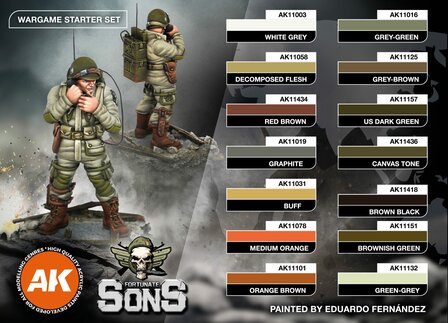 AK11778 - US Airborne Division, D-DAY Wargame Starters Set - 14 Colors &amp; 1 Figure (Exclusive 101st Radio Operator) - [AK Interactive]