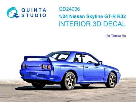 Quinta Studio QD24006 - Nissan Skyline GT-R R32 3D-Printed &amp; coloured Interior on decal paper (for Tamiya kit) - 1:24