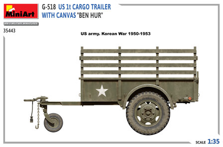 MiniArt 35443 - G-518 US 1t Cargo Trailer With Canvas &quot;Ben Hur&quot; - 1:35