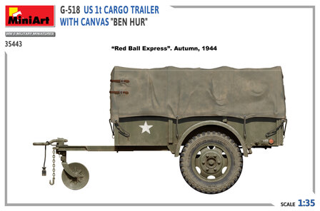 MiniArt 35443 - G-518 US 1t Cargo Trailer With Canvas &quot;Ben Hur&quot; - 1:35