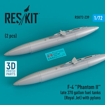 RSU72-0239 - F-4 &quot;Phantom II&quot; late 370 gallon fuel tanks (Royal Jet) with pylons (2 pcs) - 1:72 - [RES/KIT]
