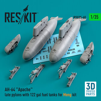 RSU35-0060 - AH-64 &quot;Apache&quot; late pylons with 122 gal fuel tanks for Meng kit - 1:35 - [RES/KIT]